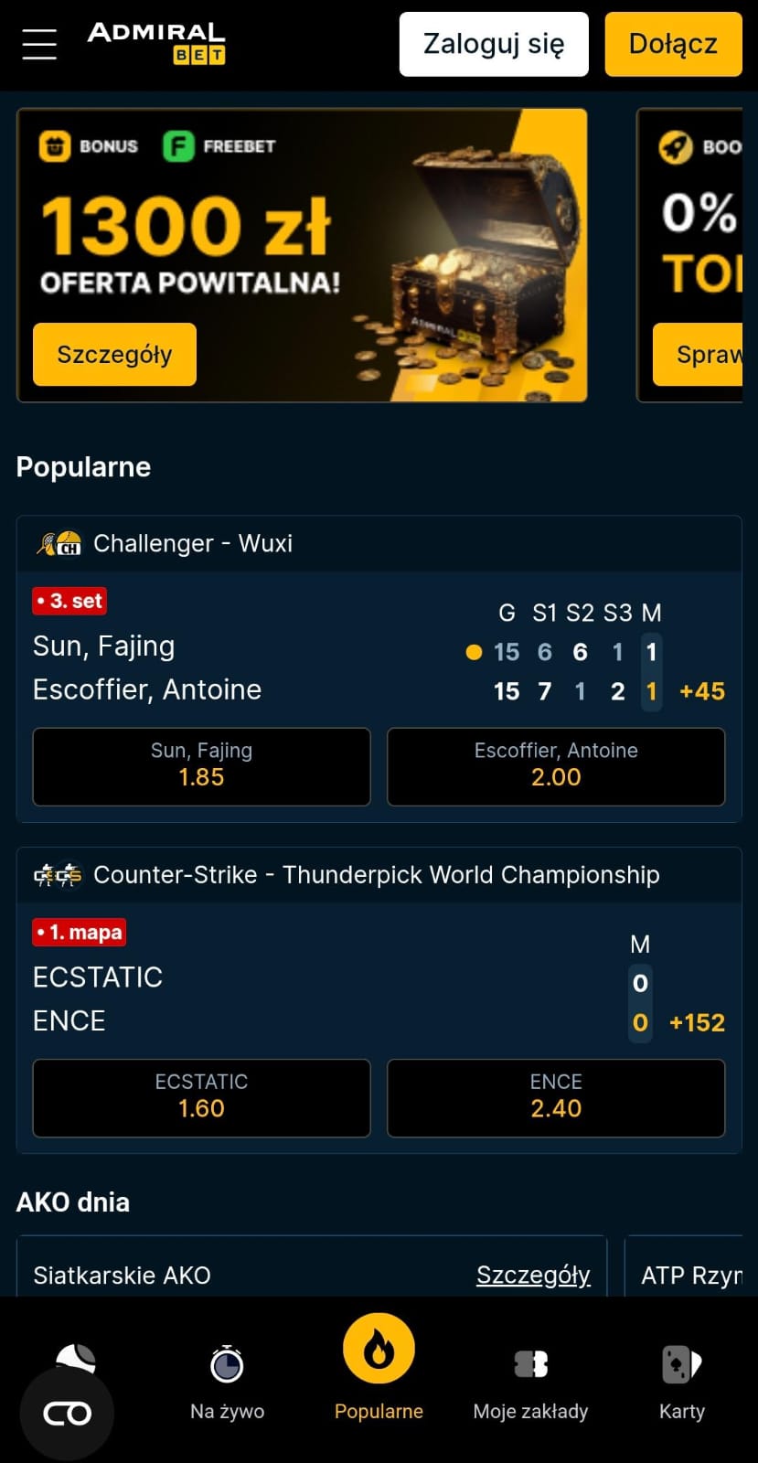 Admiralbet Homepage