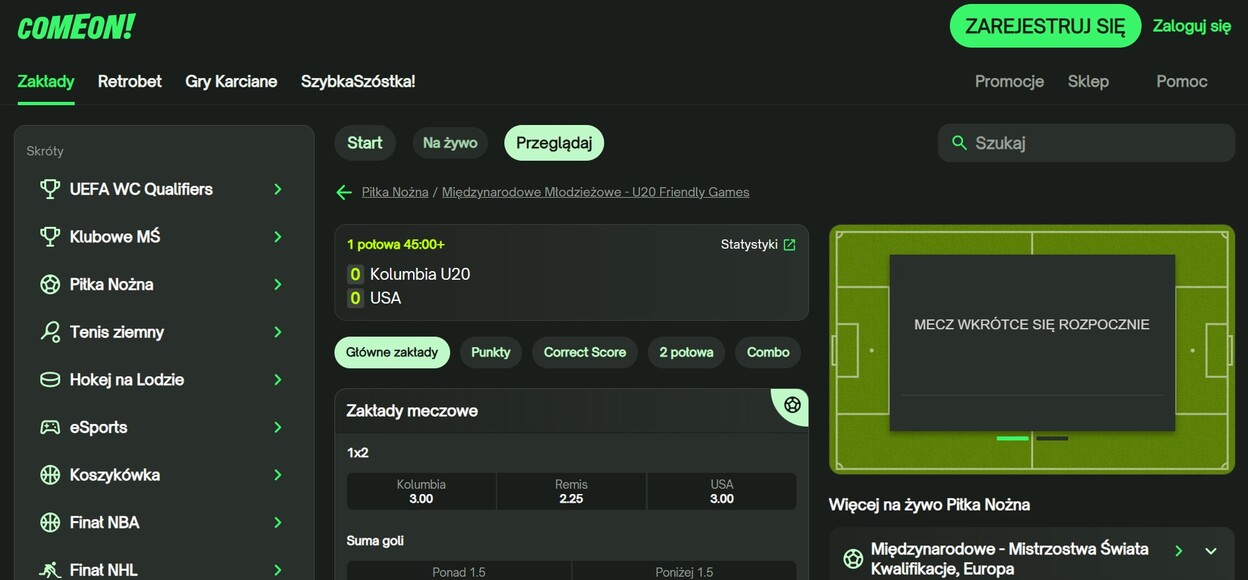 Live Betting Comeon