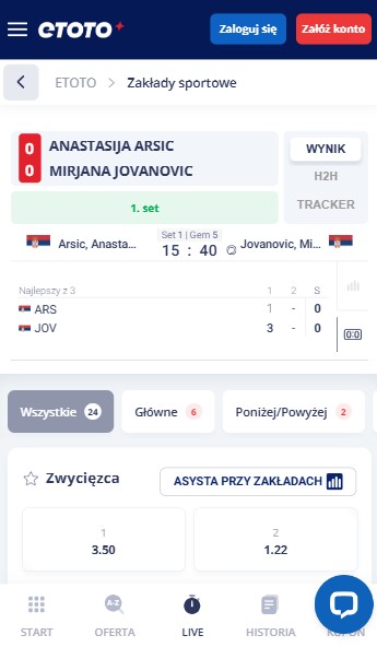 Live betting Etoto